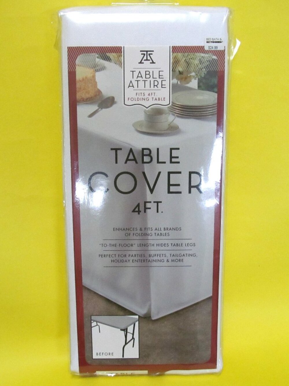 White table cover for 4-foot folding table NIP